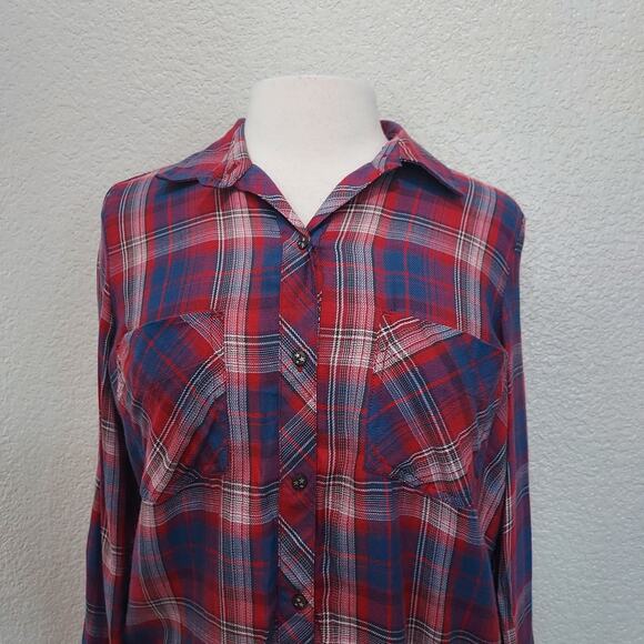 NEW William Rast Red & Blue Plaid Button Down Size S - Picture 2 of 11